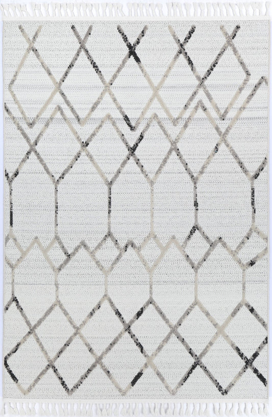 Cream & Grey Tribal Geometric Ares Rug 160x230cm | Playful pattern for childrens room decor.