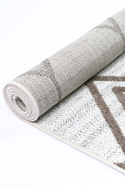 Cream Beige Tribal Geometric Rug | 160x230cm, perfect accent for childrens playroom or bedroom.