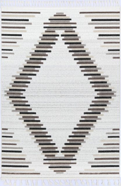 Cream Beige Tribal Geometric Ares Rug 160x230cm | Soft, stylish rug for childrens playroom or bedroom.