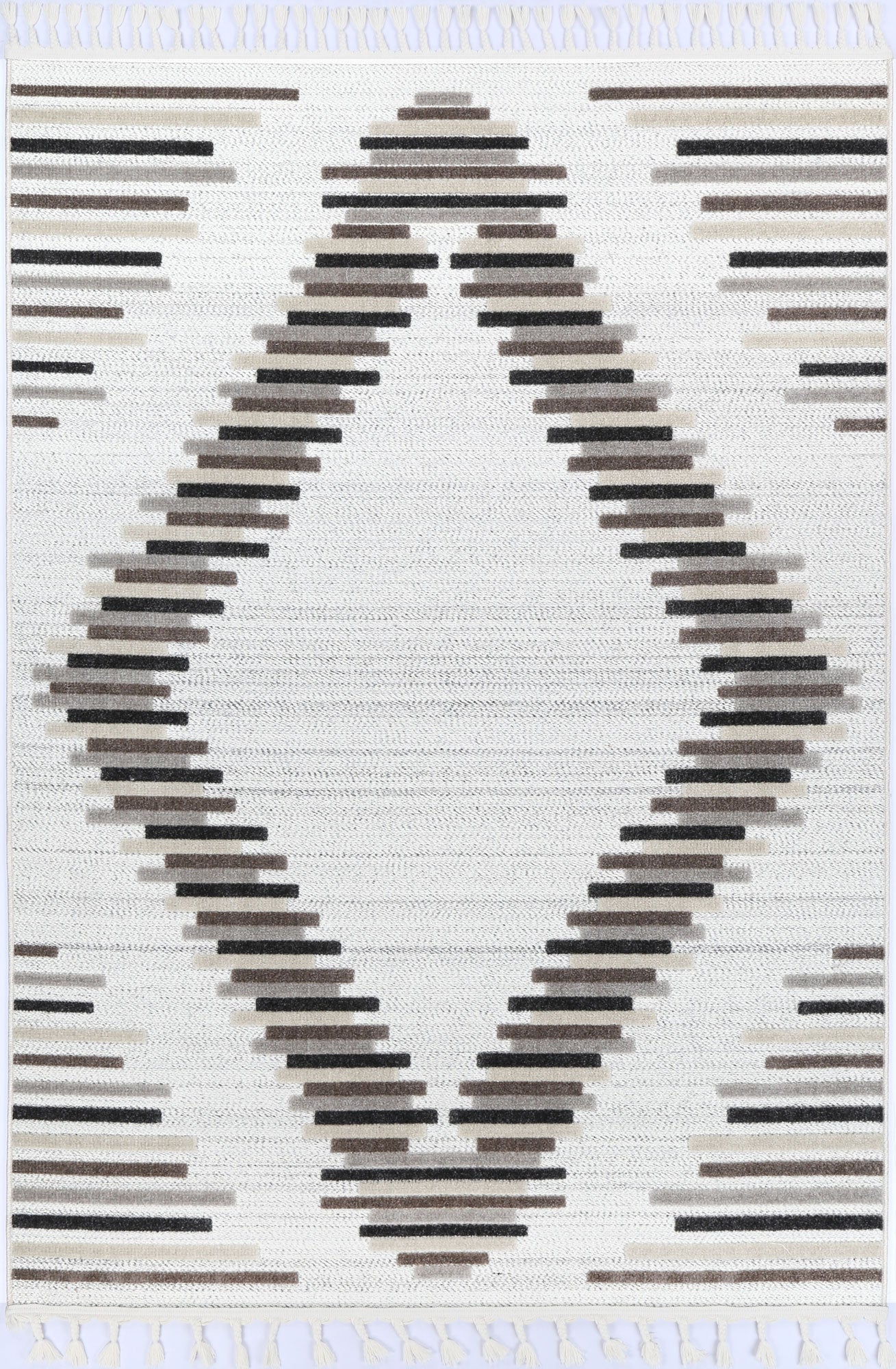 Kids cream beige geometric tribal area rug, 240x330cm, adds fun style to playrooms.