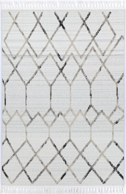 Ares Tribal Geometric Cream Grey Rug 80x300cm for playful kids bedroom dÃ©cor.