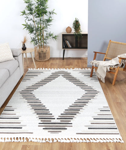 Cream beige tribal geometric rug runner, 80x300cm, perfect for adding style to childrens rooms.