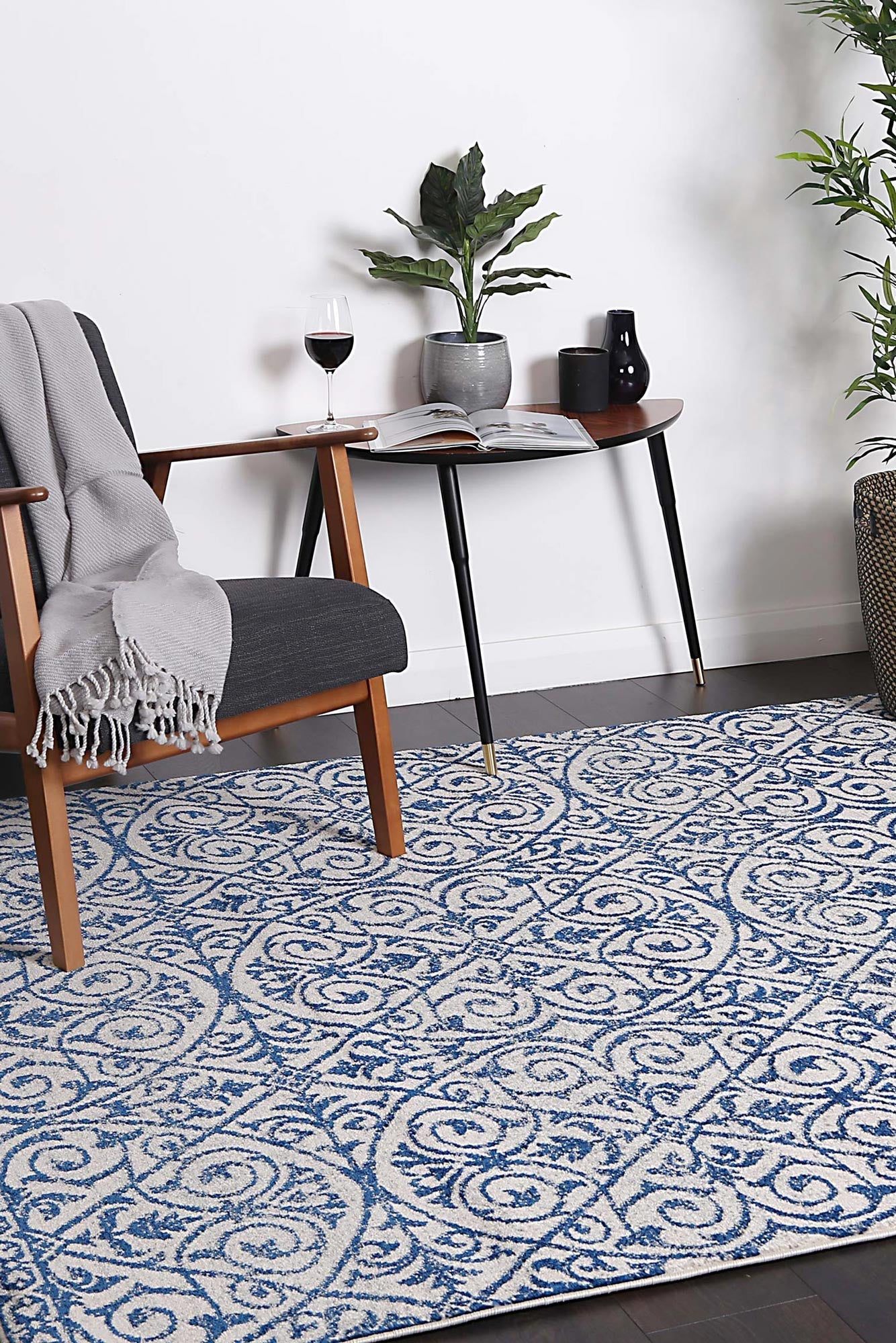 Blue and ivory Katherine rug with playful theme for kids room, 160x230cm, adds whimsical touch.