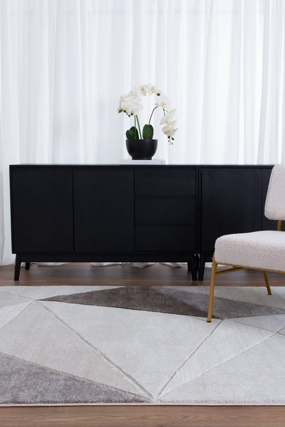 Ivory and brown patterned area rug 160x230cm, perfect for childrens playroom or bedroom decor.