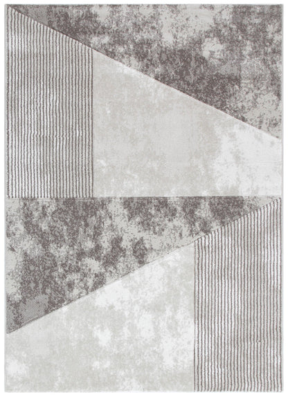 Ivory & brown plush area rug with hand-carved design, perfect for kids rooms.