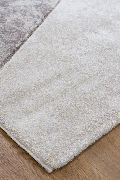 Denver Ivory & Brown Area Rug | Soft plush rug with hand-carved design for kids playrooms.