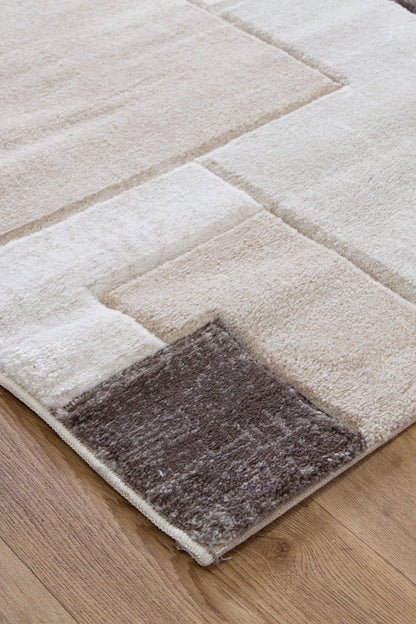 Denver Ivory Brown Kids Rug, hand-carved polypropylene for cozy and playful childrens room decor.