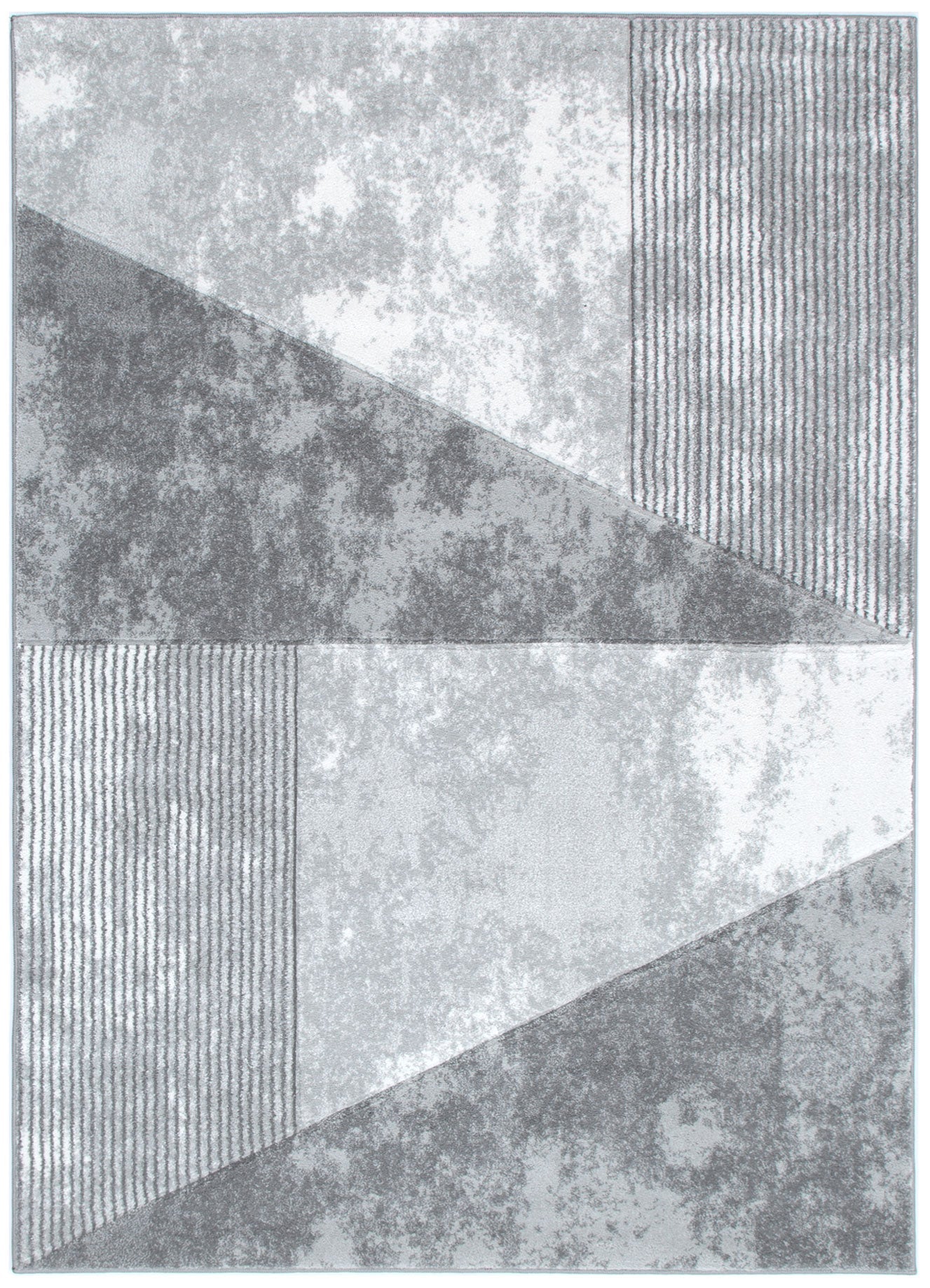 Denver Ivory Grey Rug 240x330cm | Soft polypropylene hand-carved with child-friendly design for playful spaces.