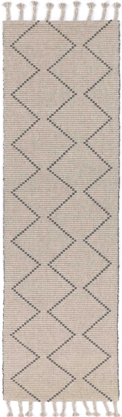 Gray geometric wool rug with tribal design, perfect for kids room decor, 160x230cm.