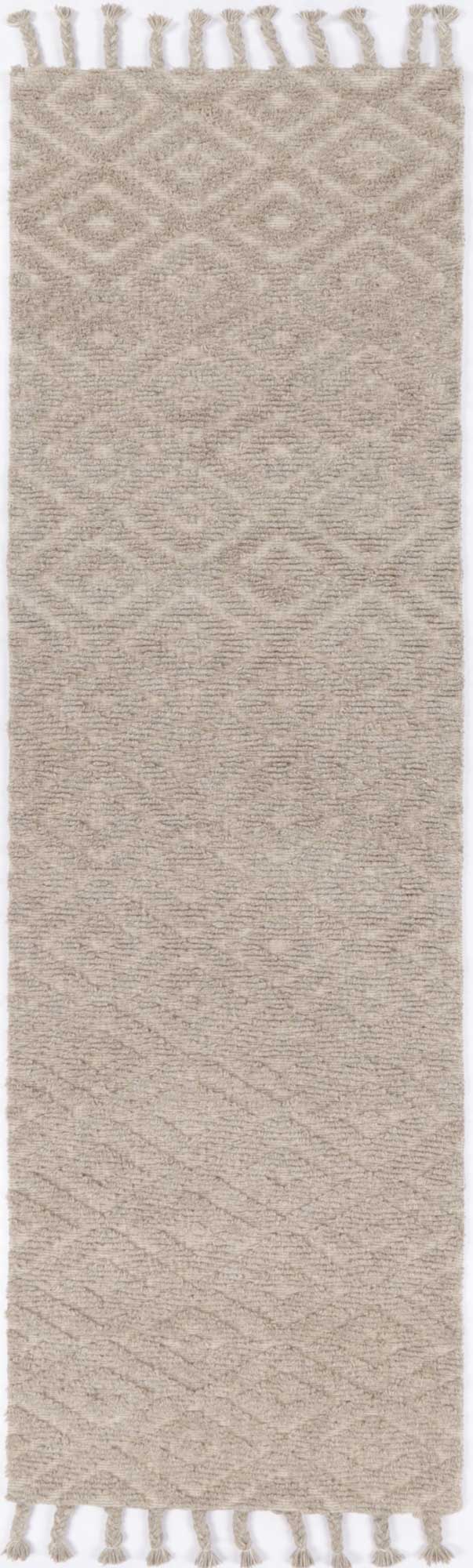 Hand-tufted wool blend rug featuring tribal geometric design for kids rooms, size 200x290cm.