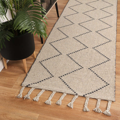 Colorful Tribal Geometric Wool Blend Rug for Kids Rooms - 240x330cm, playful and durable design.