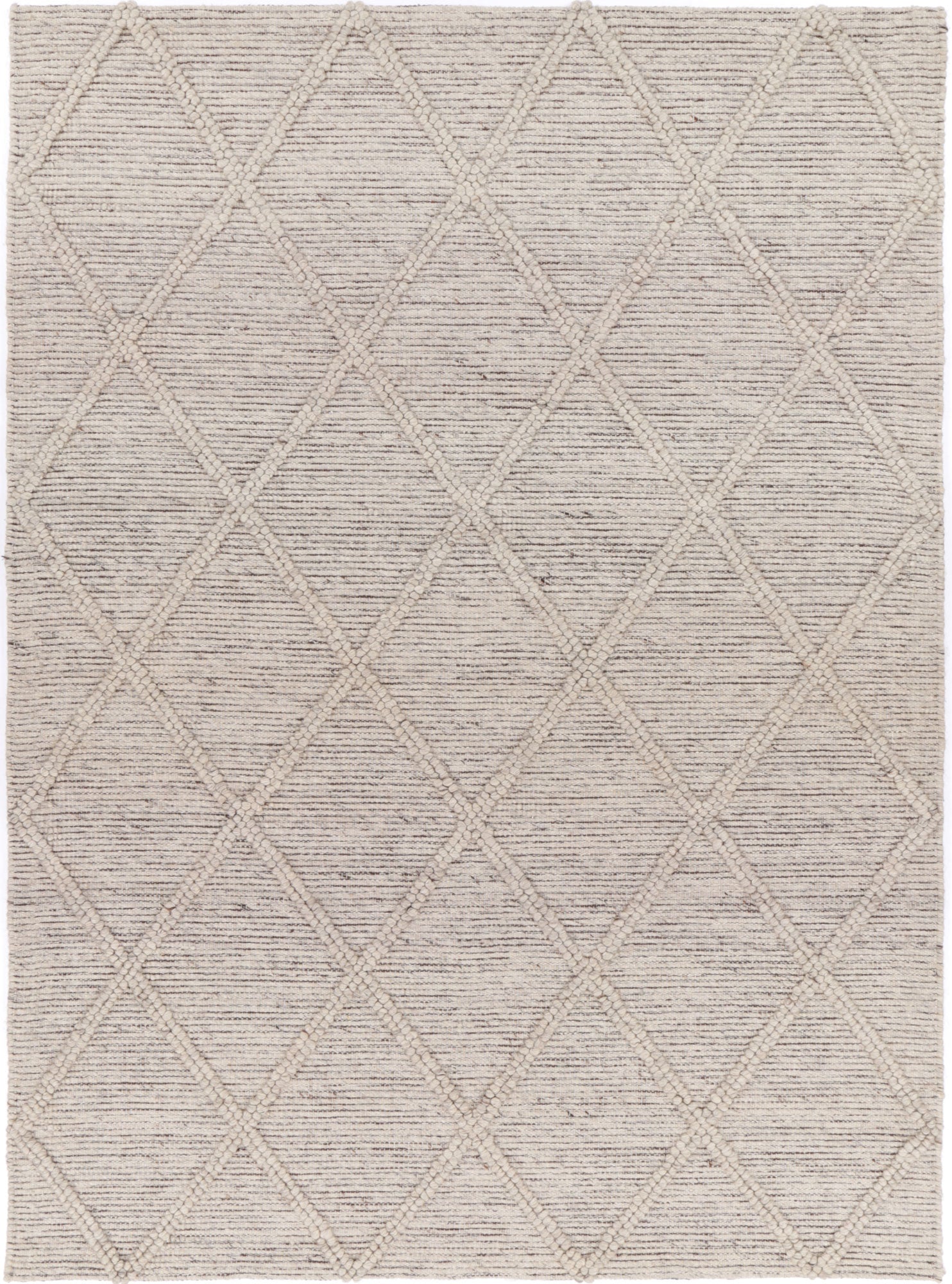 Geometric tribal area rug in cream, ideal for childrens room, 240x330cm wool blend.