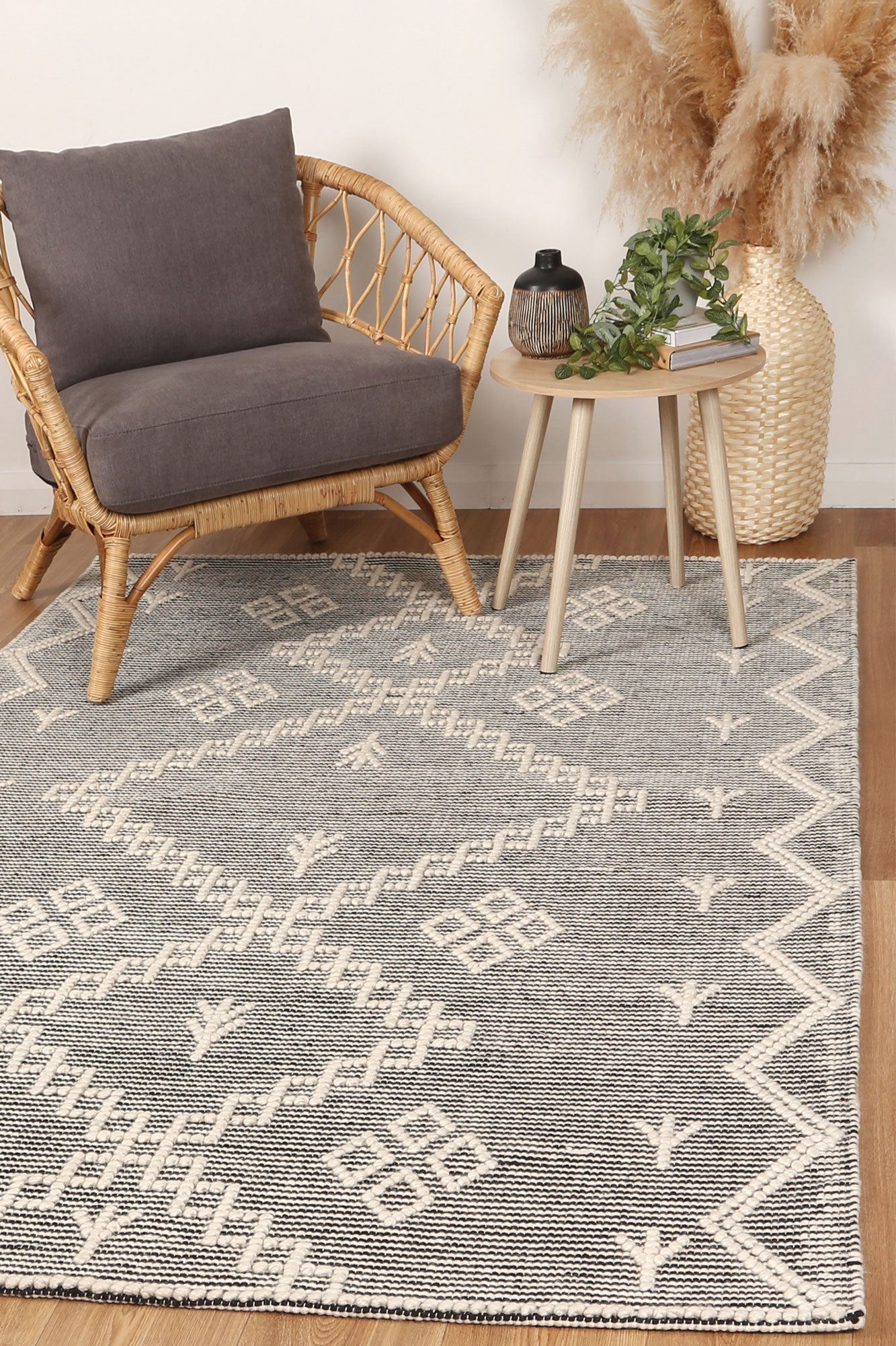 Kids tribal geometric wool blend rug in cream, 240x330 size for cozy playrooms.