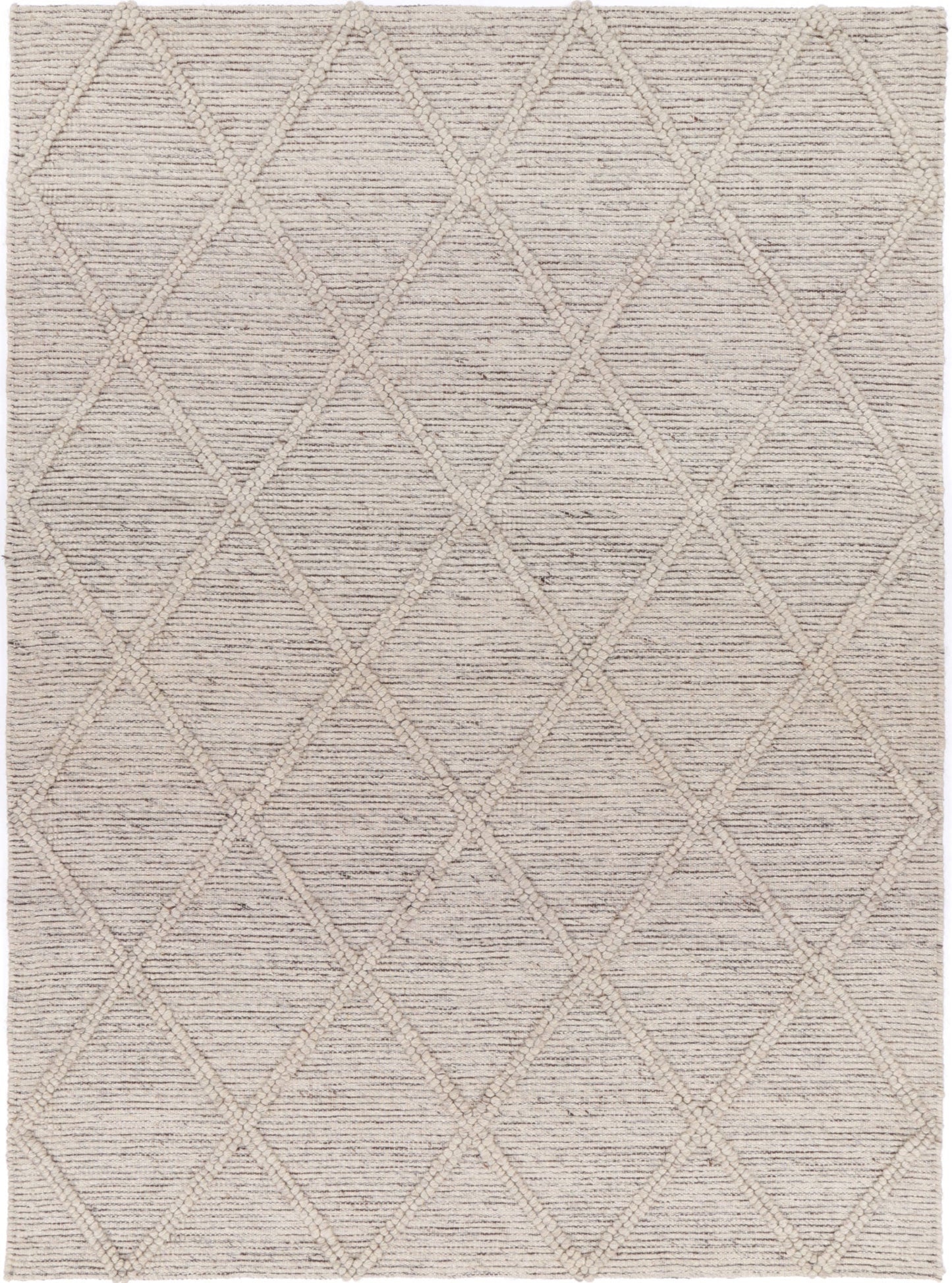 Hand-tufted tribal wool blend rug in cream with playful design for childrens room.