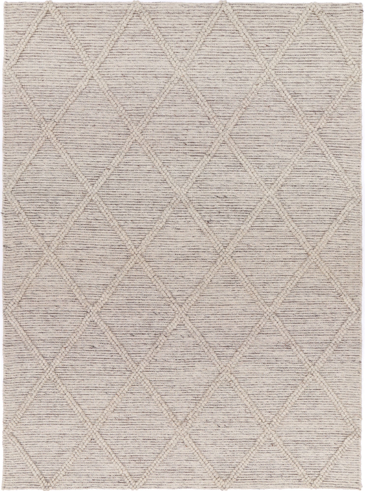 Hand-tufted tribal wool blend rug in cream with playful design for childrens room.