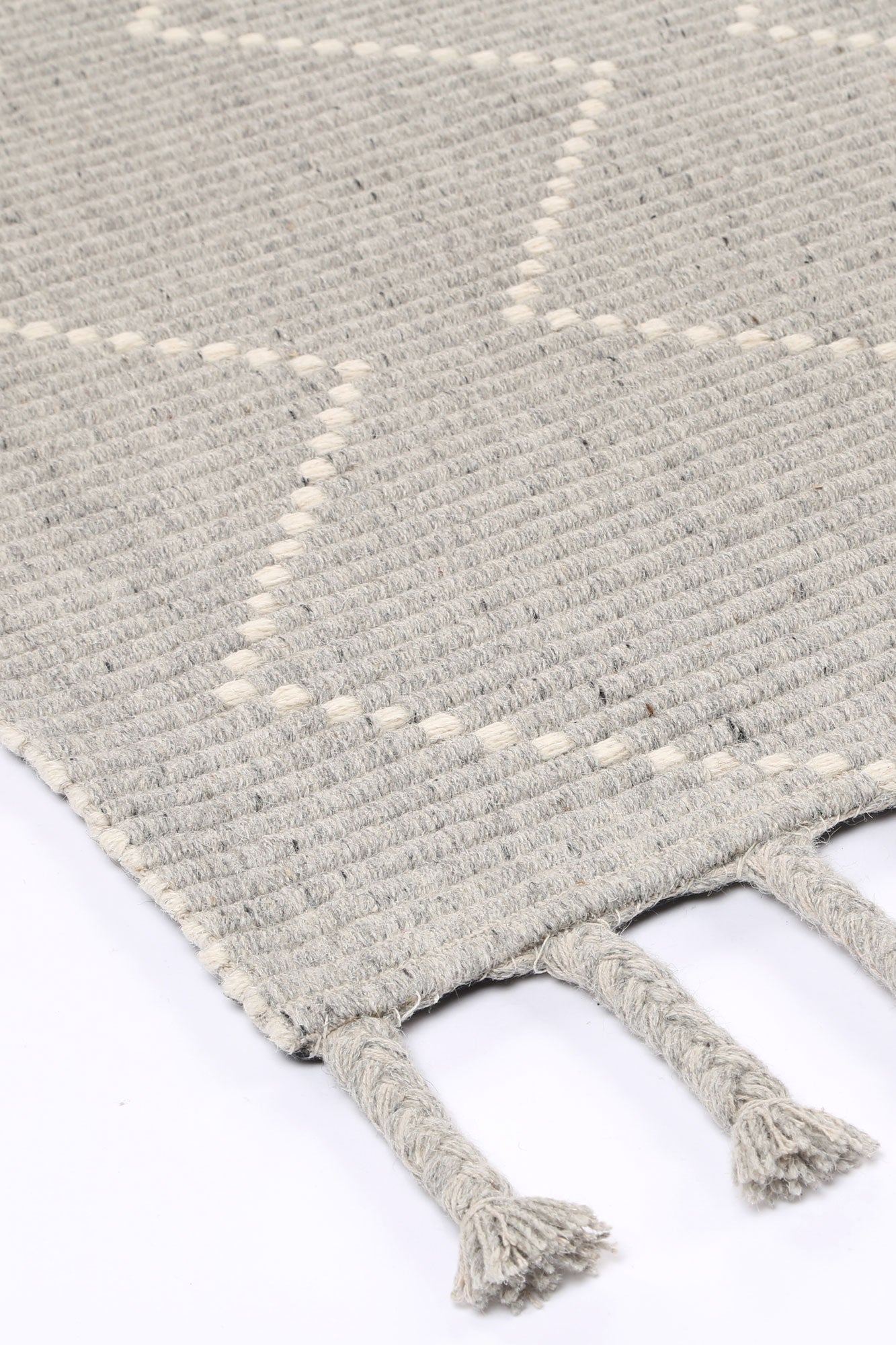 Gray tribal wool blend area rug 300x400 cm for kids bedroom or playroom decor.