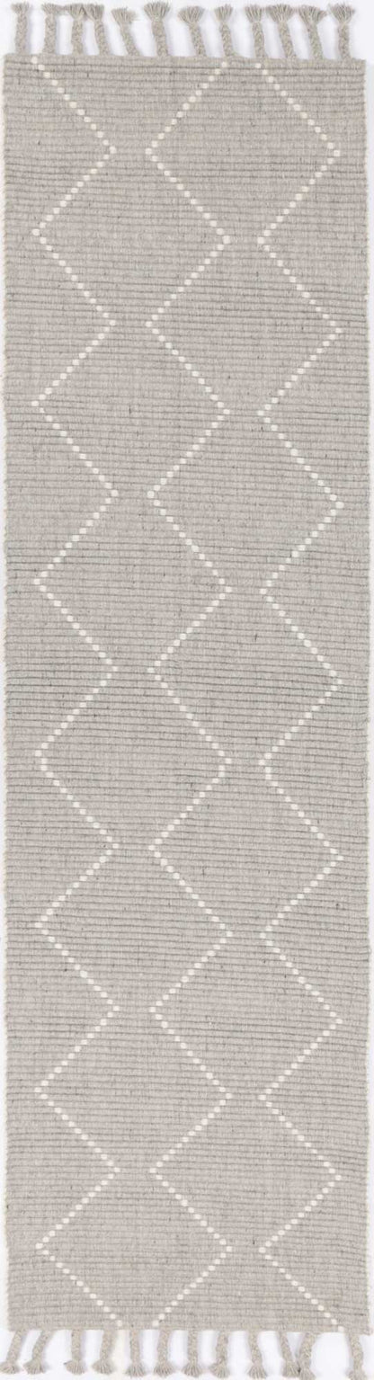 Gray Tribal Wool Blend Area Rug ideal for childrens room, 300x400 cm size.