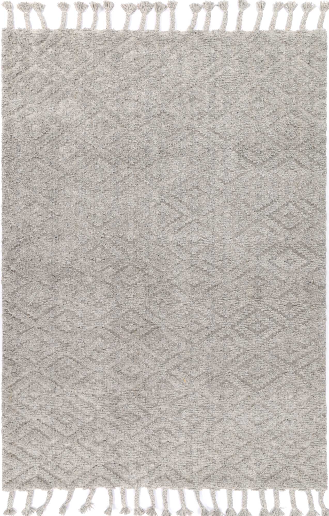 Geometric tribal wool blend rug in grey, perfect for childrens play area or bedroom decor.