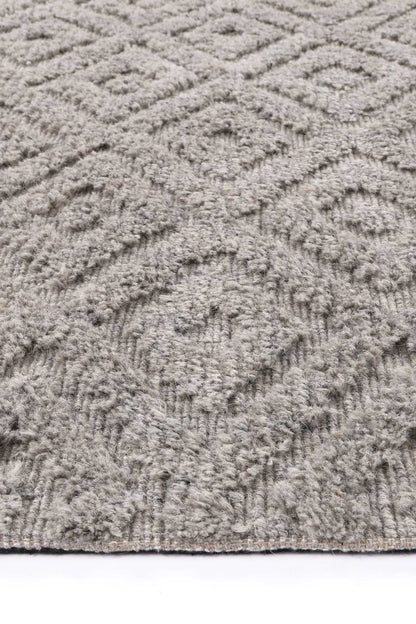 Grey Tribal Geometric Kids Rug 300x400 - Hand-Tufted Wool Blend, ideal for playrooms and bedrooms
