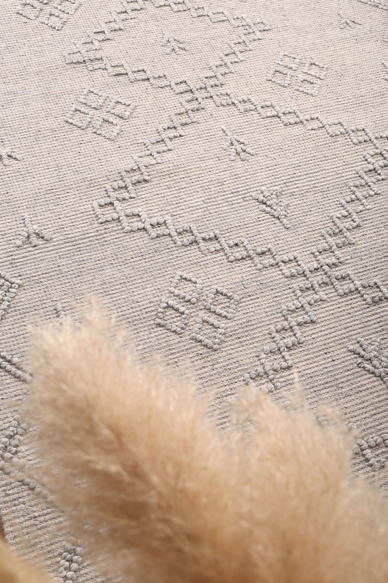 Grey geometric wool blend rug for kids rooms, size 300x400, featuring tribal design.