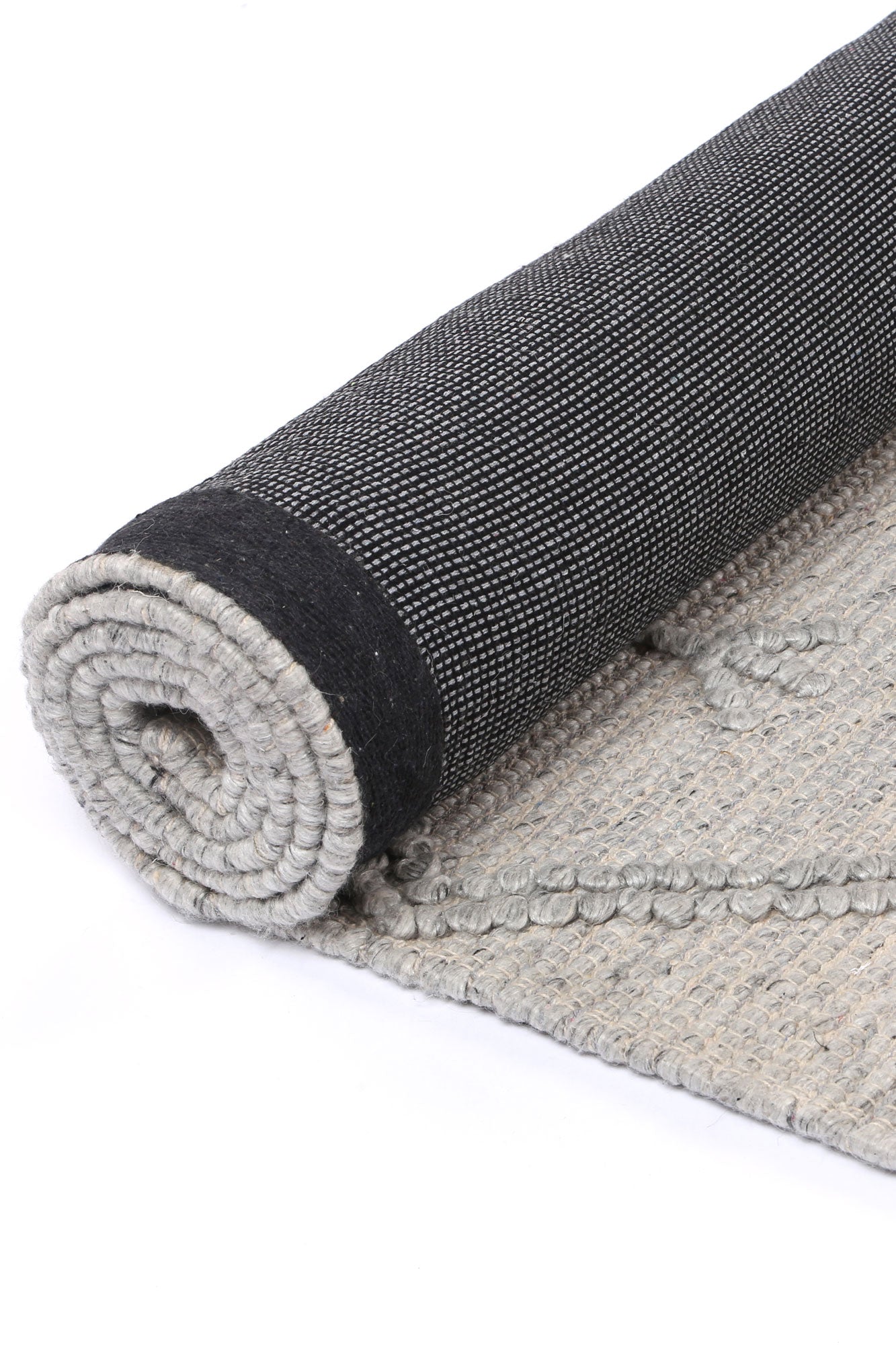 Kids tribal wool blend rug in grey with geometric pattern - perfect for playrooms.