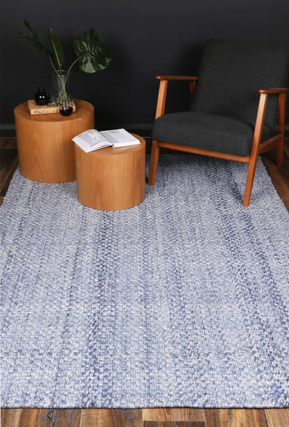 Harlow Tribal Wool Blend Rug in Blue Chignon, 160x230cm, perfect for a childs room decor.