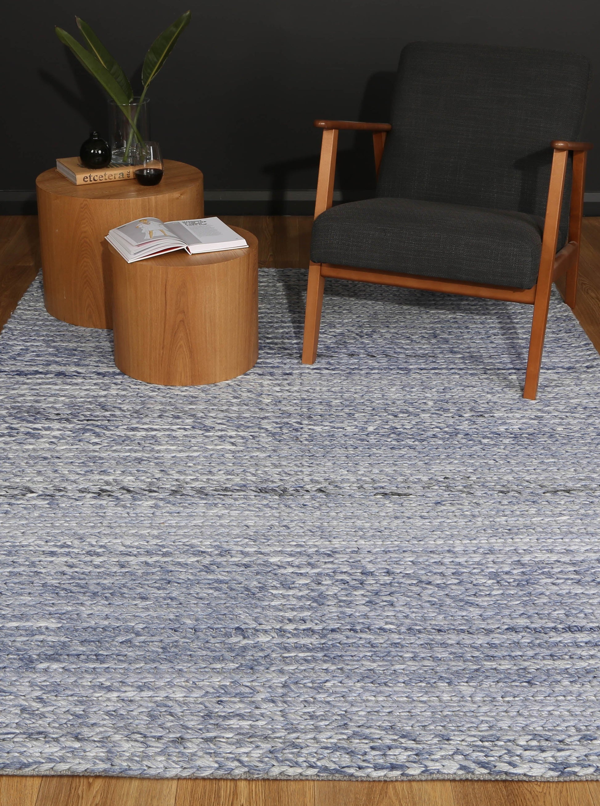 Harlow Blue Wool-Blend Tribal Rug | Fun, kid-friendly design for playrooms, 160x230cm size.