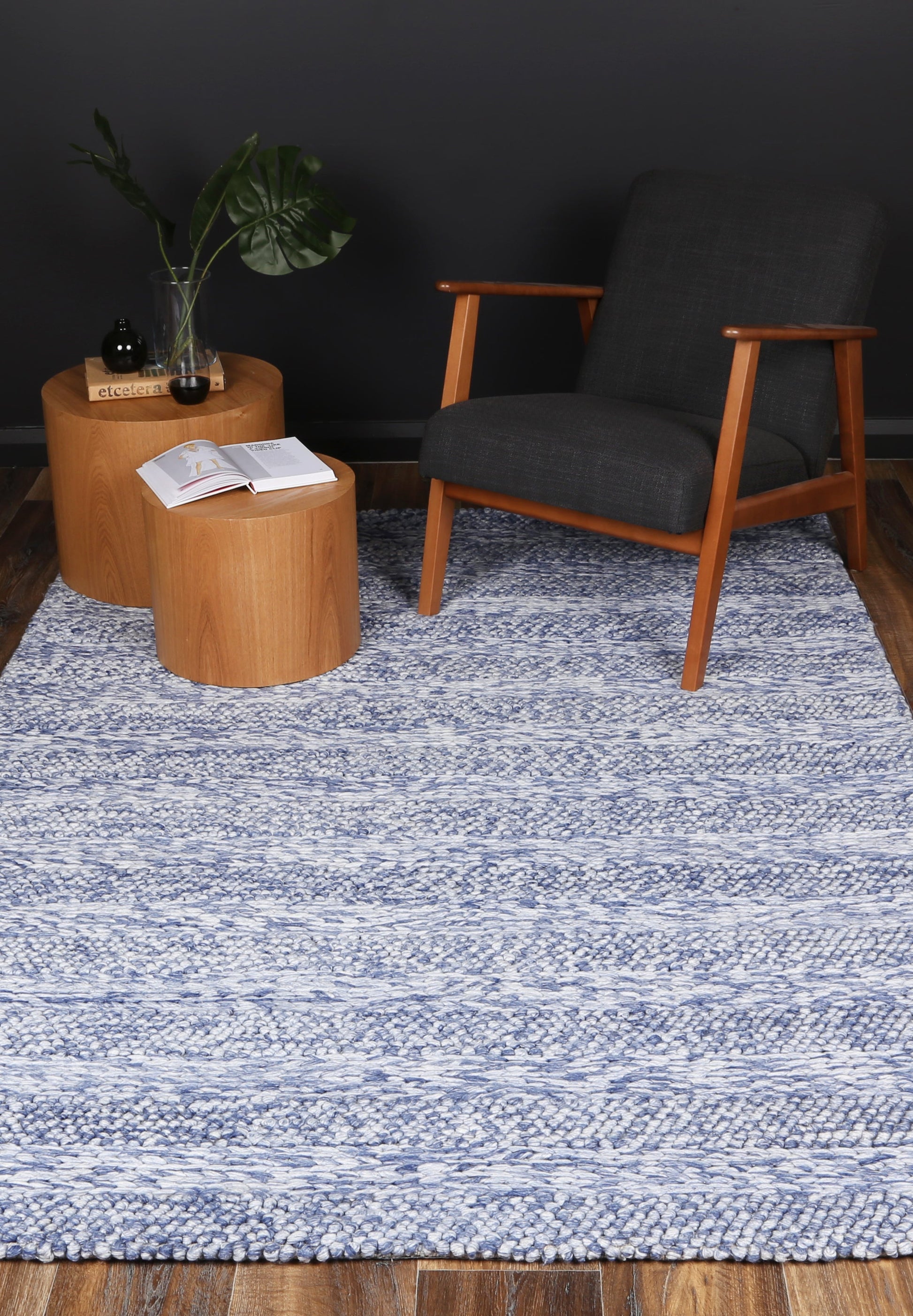 Harlow Blue Wool Blend Tribal Rug 160x230cm for Kids Rooms, soft and durable design.