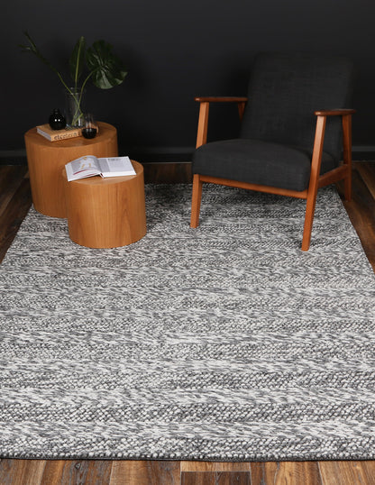 Harlow Wool Blend Tribal Rug in Charcoal Gray, 160x230cm, ideal for stylish childrens room.