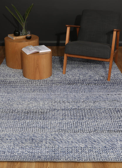 Harlow Grace Blue Wool Blend Tribal Rug 200x290cm for Kids Rooms | Soft and vibrant design.