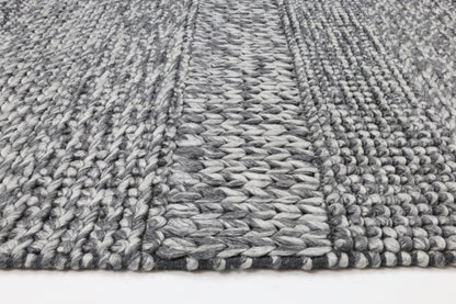 Wool blend tribal rug in Harlow Grace Charcoal 200x290cm, ideal for kids bedroom decor.