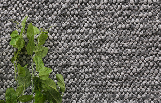 Charcoal tribal rug with textured wool blend ideal for kids room decor, 200x290cm size.