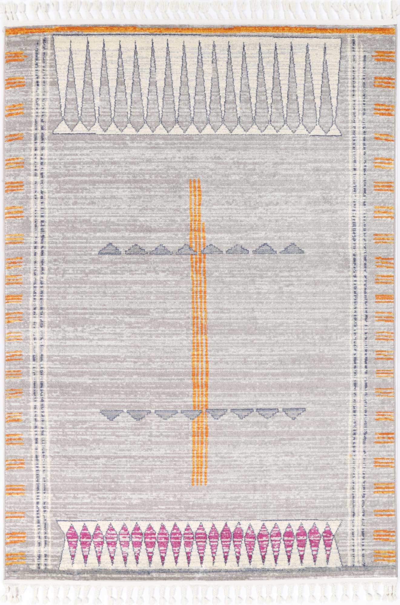 Inca Tribal Grey 160x230cm Rug, vibrant design, machine-made in Turkey, perfect for childrens room.