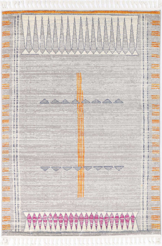 Inca Tribal Grey 160x230cm Rug, vibrant design, machine-made in Turkey, perfect for childrens room.