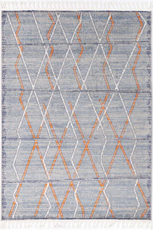 Inca Blue Tribal Geometric Rug 160x230cm for Kids Room Decor, vibrant design perfect for playrooms.