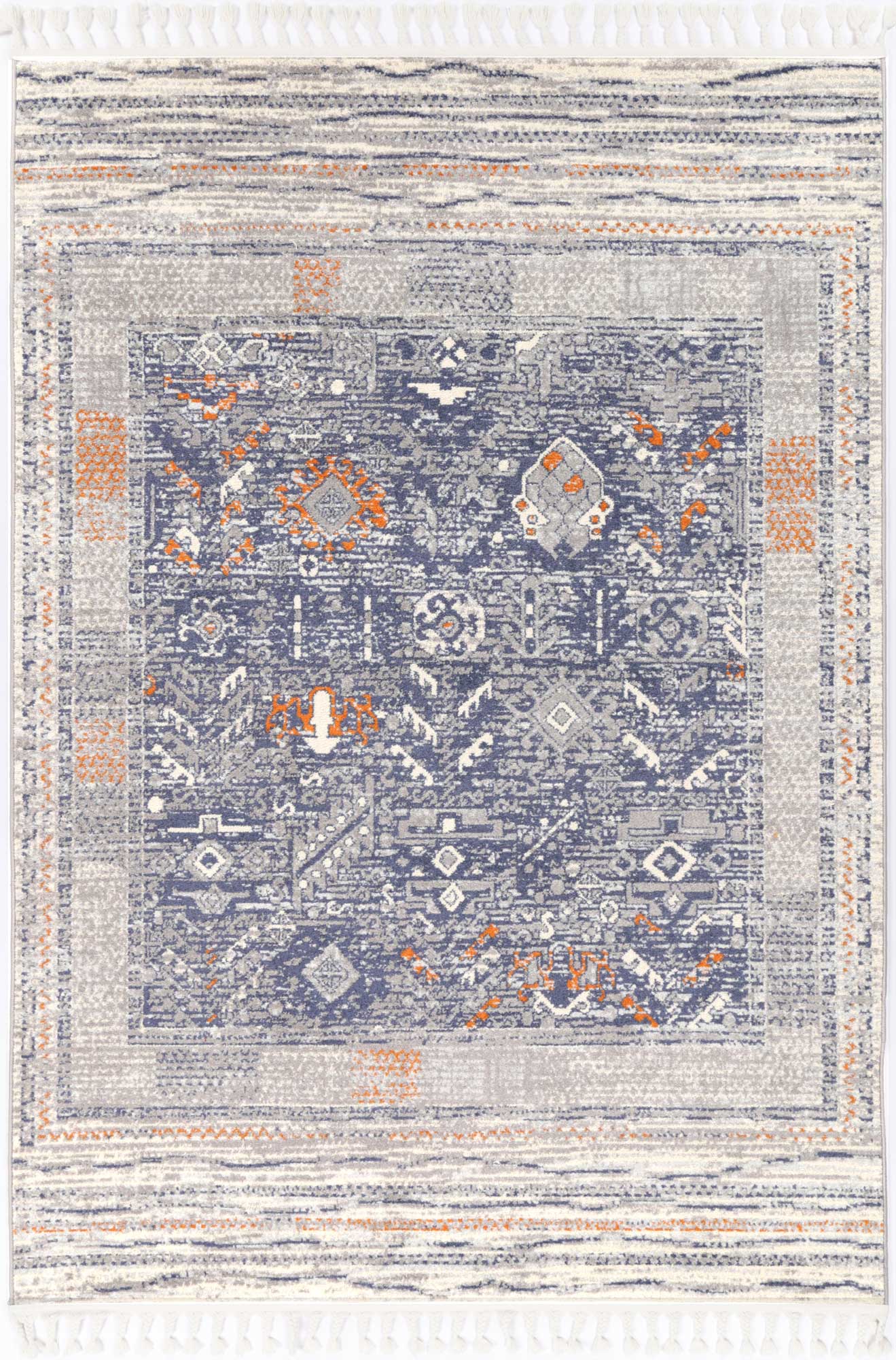 Inca Tribal Geometric Rug, 200x290cm, in black and grey for vibrant kids playrooms.