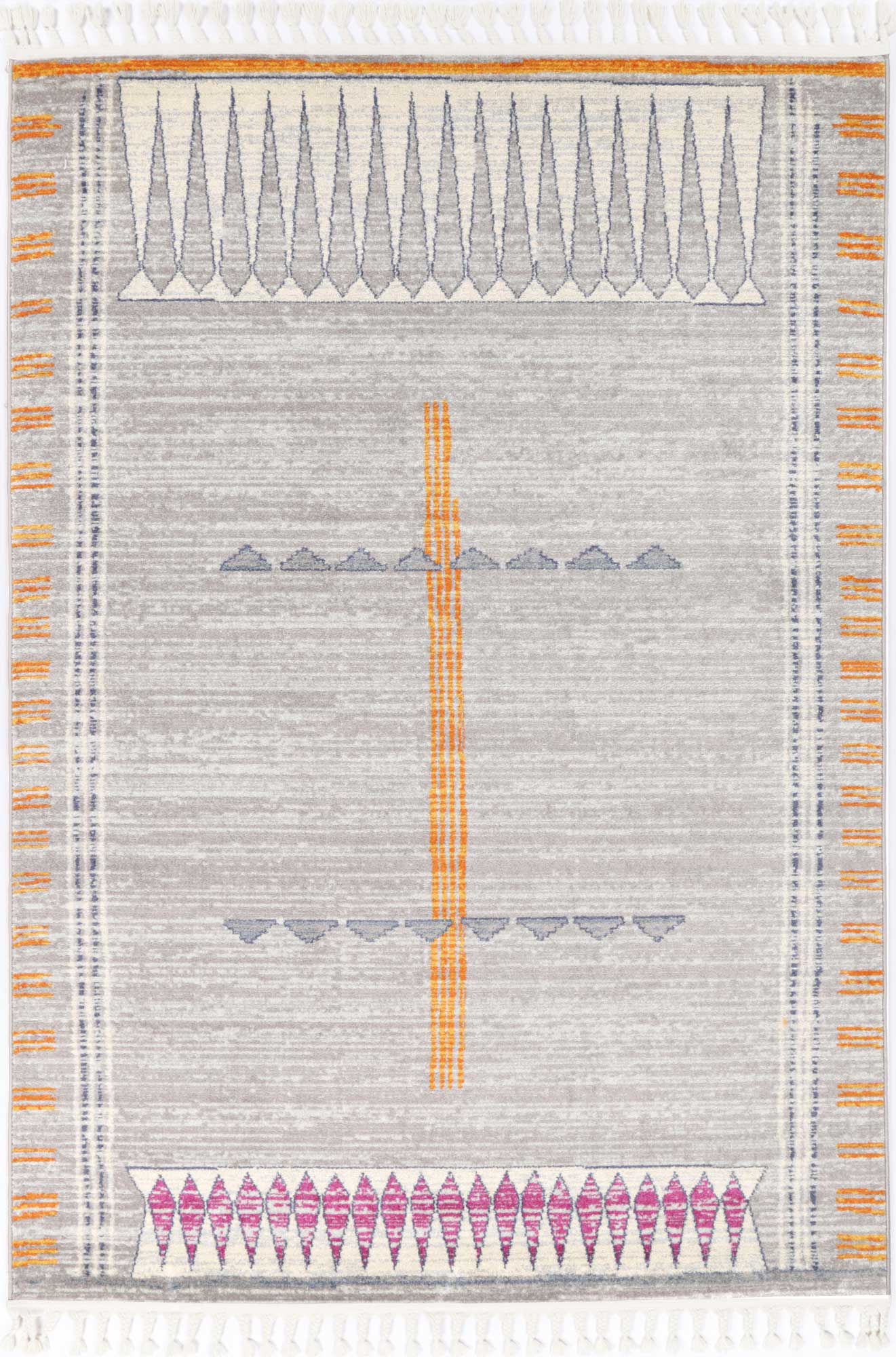 Inca Grey Geometric Tribal Rug 240x330cm, perfect for adding charming flair to kids spaces.