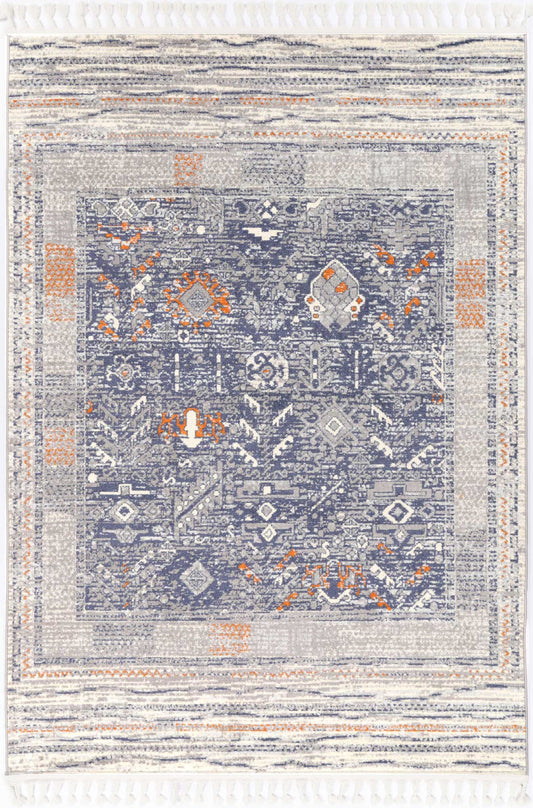 Inca tribal pattern rug with black and grey colors, 240x330cm, perfect for childrens rooms.