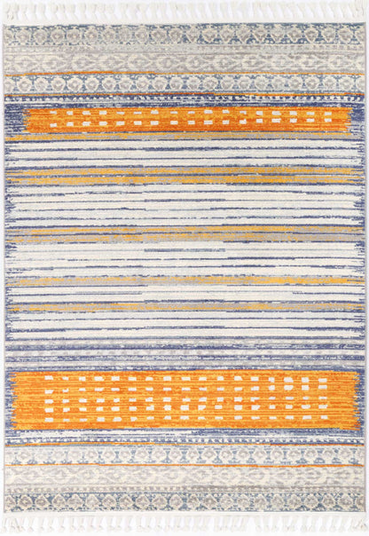Inca Tribal mustard rug for kids room decor, 240x330cm, adds playful pattern.