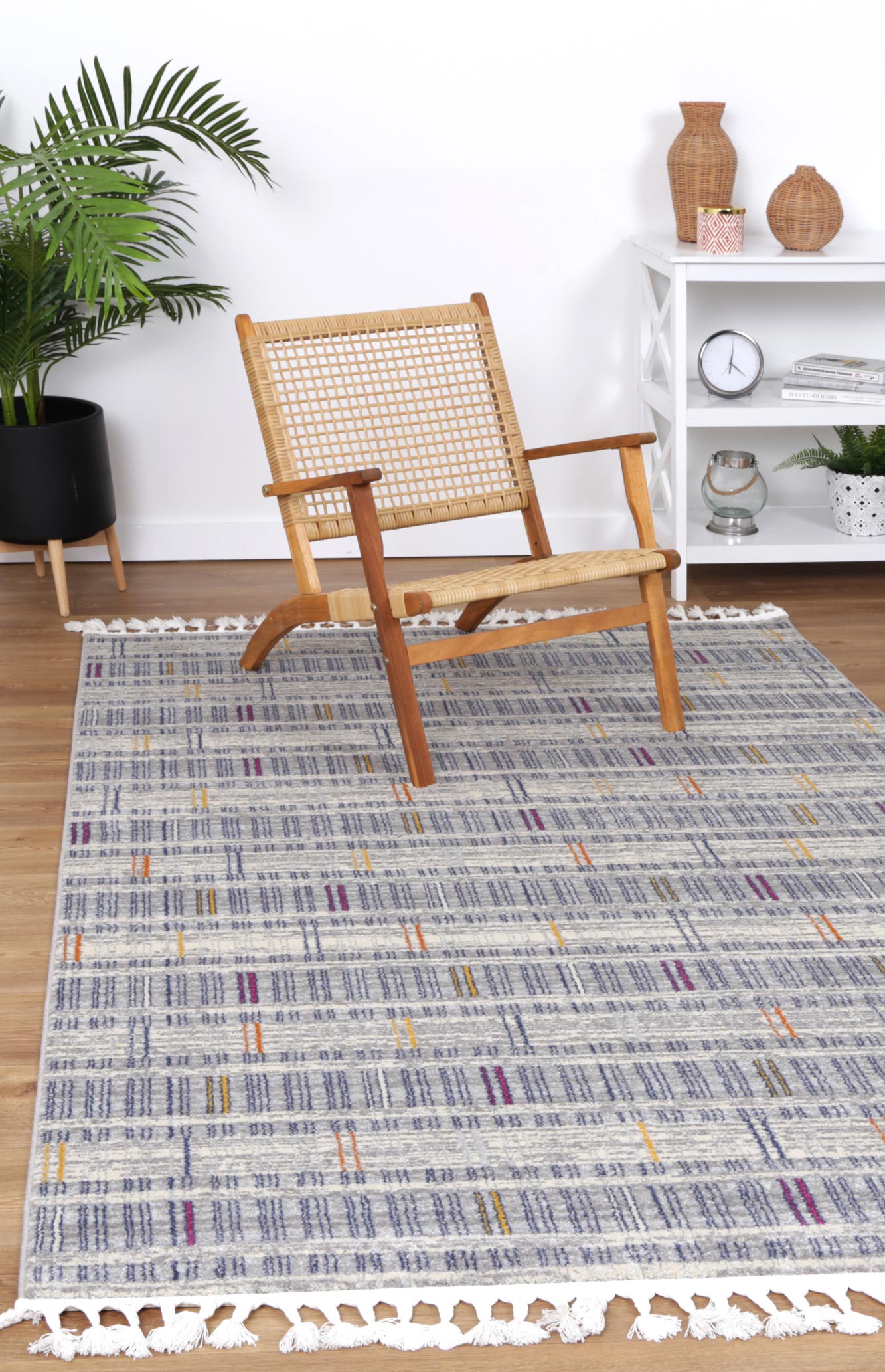 Inca Grey Tribal Pattern Area Rug 240x330cm for kids room with playful design.