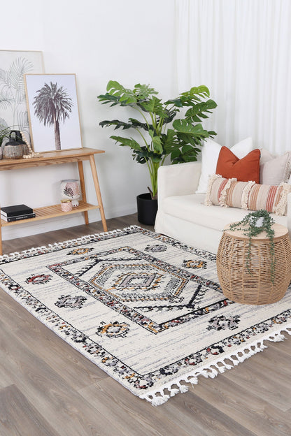 Colorful 200x290cm shag area rug for kids rooms, featuring plush Moroccan design.