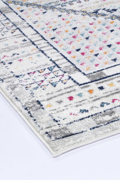 Vibrant Provence floral kids rug in violet & light grey, sized 80x300cm, perfect for playrooms.