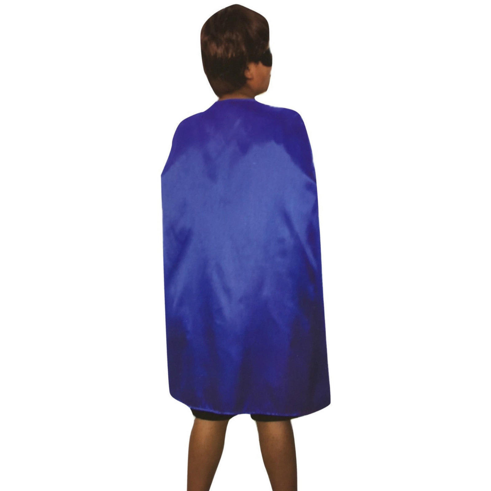 Blue kids vampire cape, perfect medium size Halloween costume for spooky home fun.