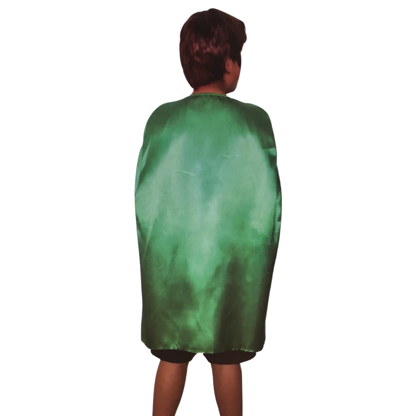 Vibrant green cape for kids, ideal for Halloween costume and school events.