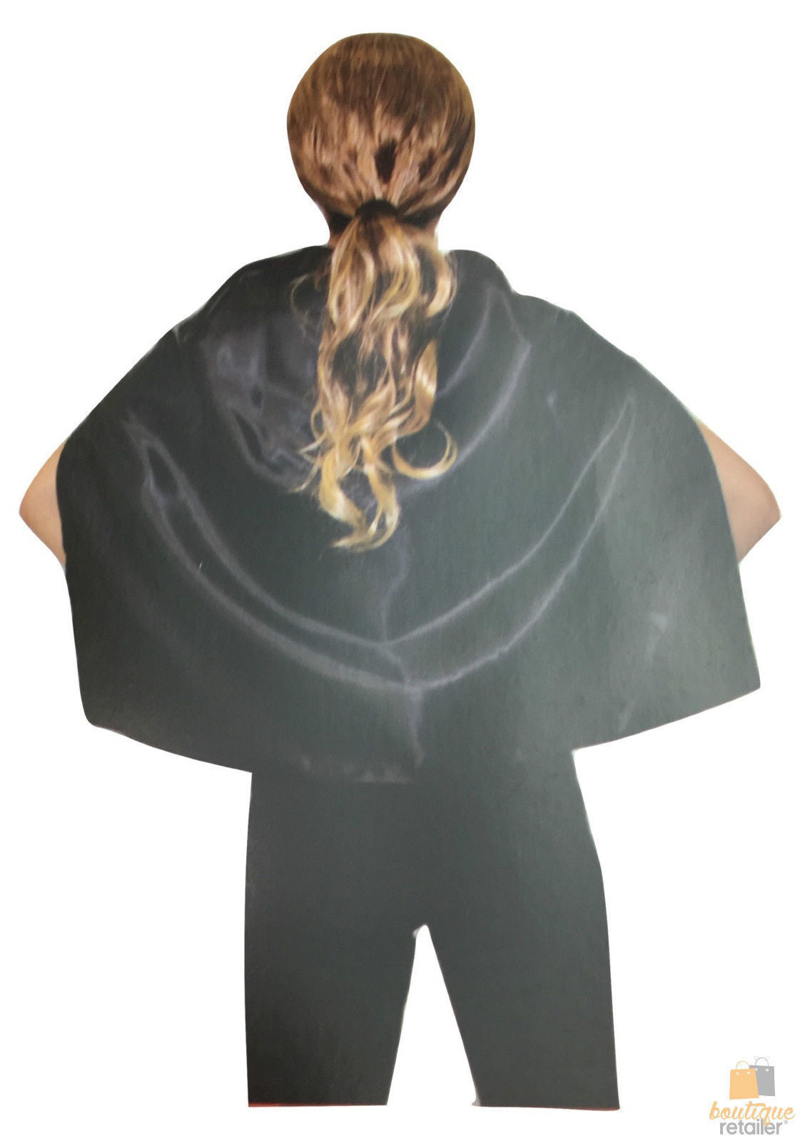 Kids black short cape for versatile party, school, and dress-up play, perfect for imaginative fun.