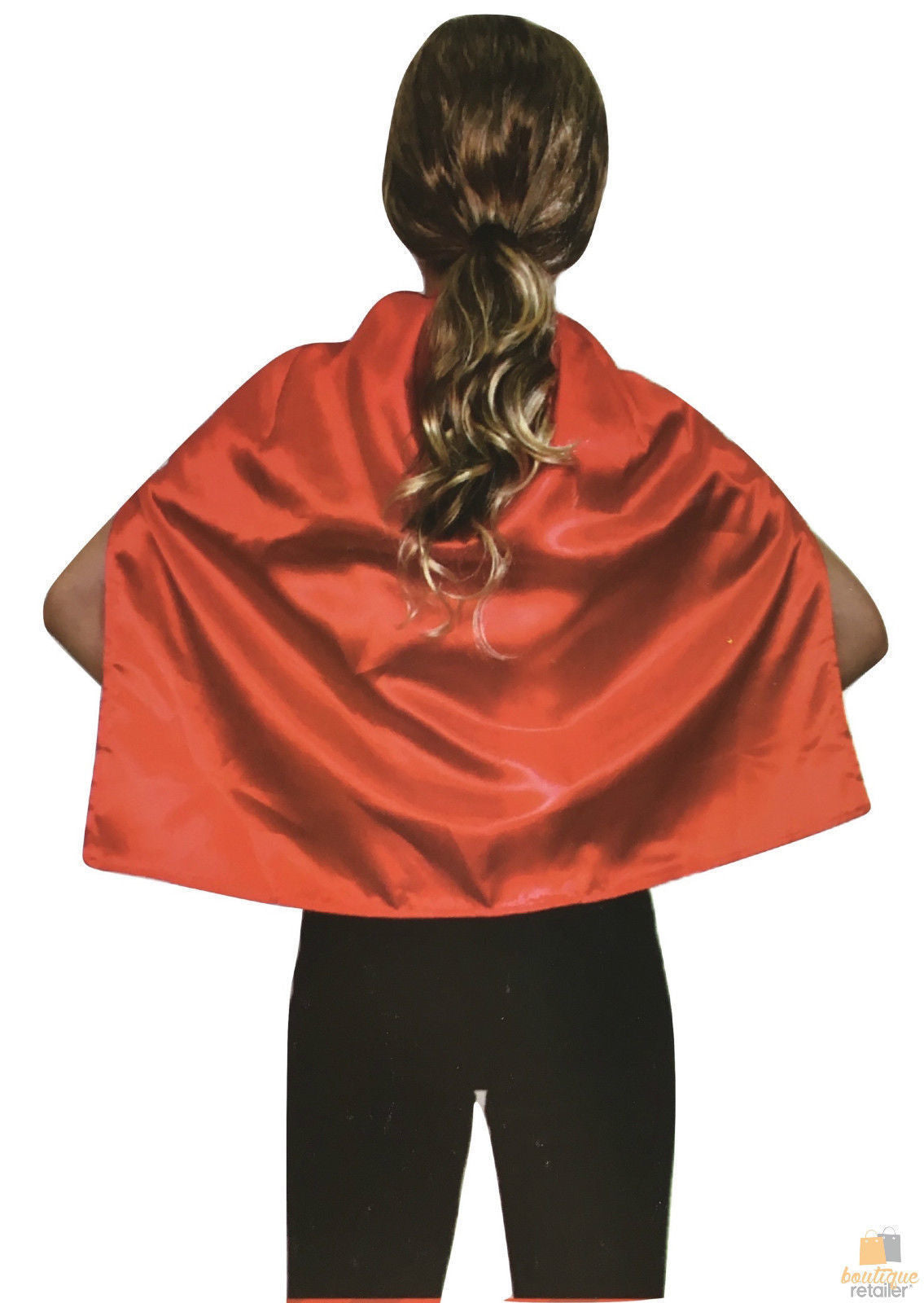 Kids red short cape, perfect for vampire dress-up and school events. Playful and versatile.