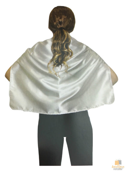 Kids white short cape costume for parties and school events, perfect for playtime fun.