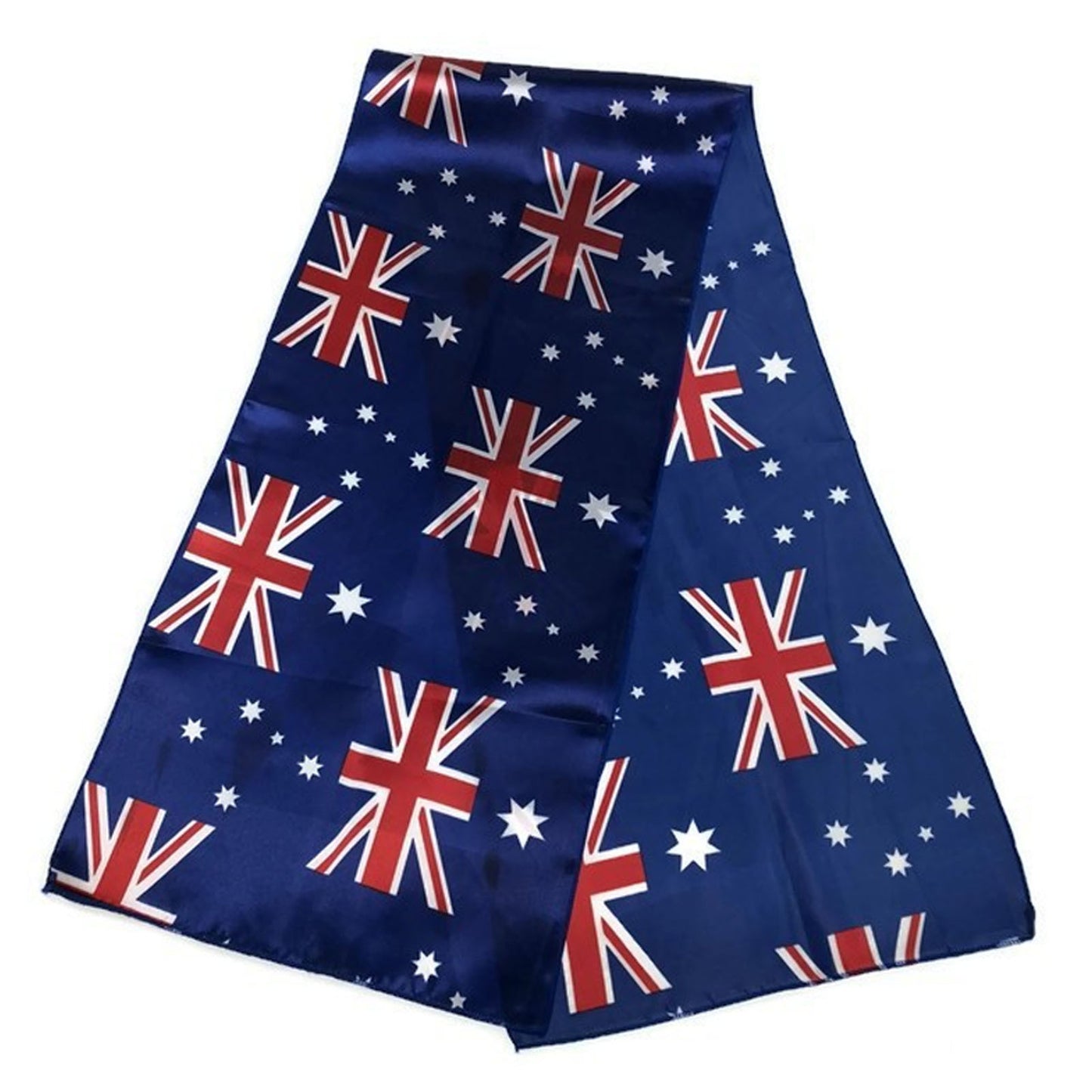Colorful Australian flag scarf for kids patriotic dress-up, 150cm length.