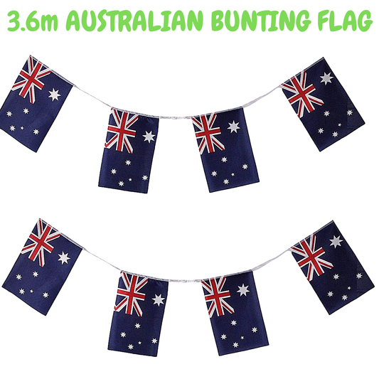 Colourful 3.6m Australia bunting flag for kids parties and home decoration in day colours.