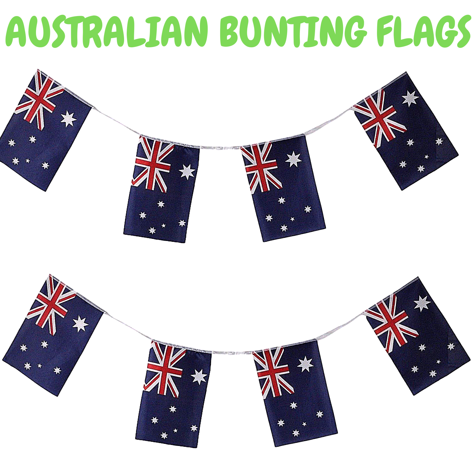 Colorful 7m Australian flag bunting for Australia Day parties, perfect for decorating childrens play area